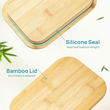 Vtopmart 5 Pack Glass Food Storage Containers with Bamboo Lids, 35oz | Reusable Meal Prep Containers for Leftovers, Lunch & Kitchen Storage, Microwave, Dishwasher Safe Glass Food Containers