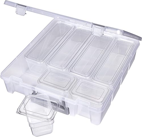 Miniatura 15 de AB Designs 6967ABD Super Satchel con 9 contenedores mezclados en el interior, contenedor apilable para organización de almacenamiento en el hogar,