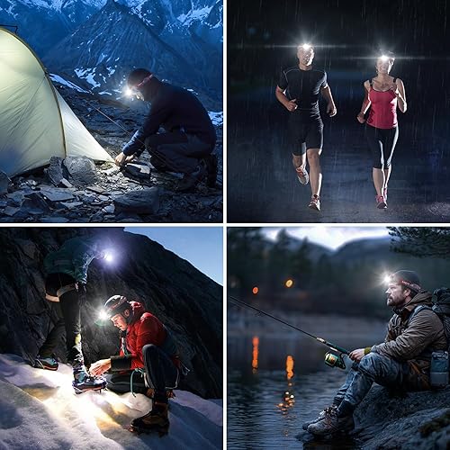 Miniatura 7 de Lepro 320014 - Linterna frontal LED recargable, paquete de 2 lámparas con 6 modos para equipo de campamento y senderismo, IPX4 impermeable,