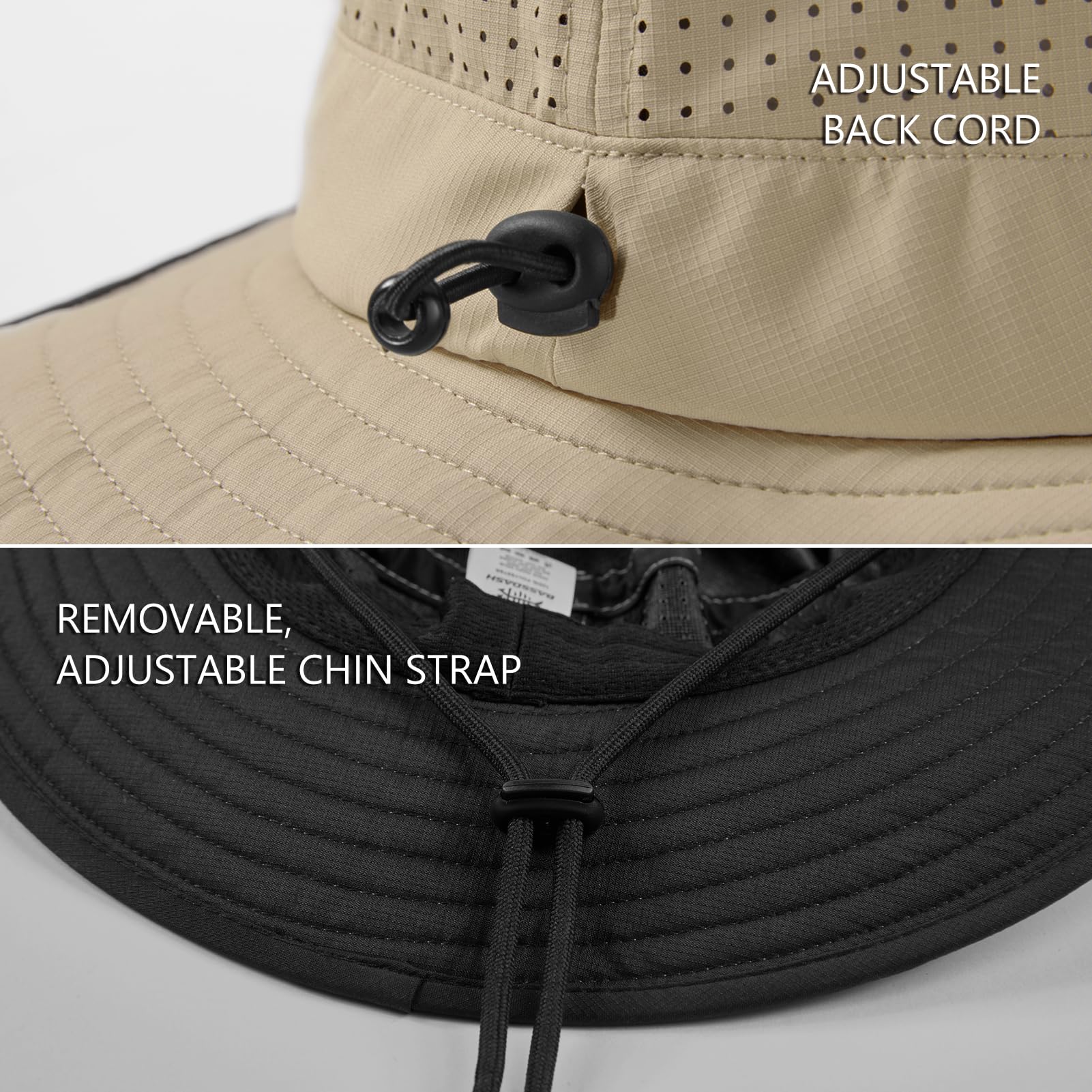 BASSDASH Sombrero de Pescador de Pesca Resistente al Agua UPF 50+ con Malla Perforada con láser Ajustable para Hombres y Mujeres Senderismo al Aire Libre