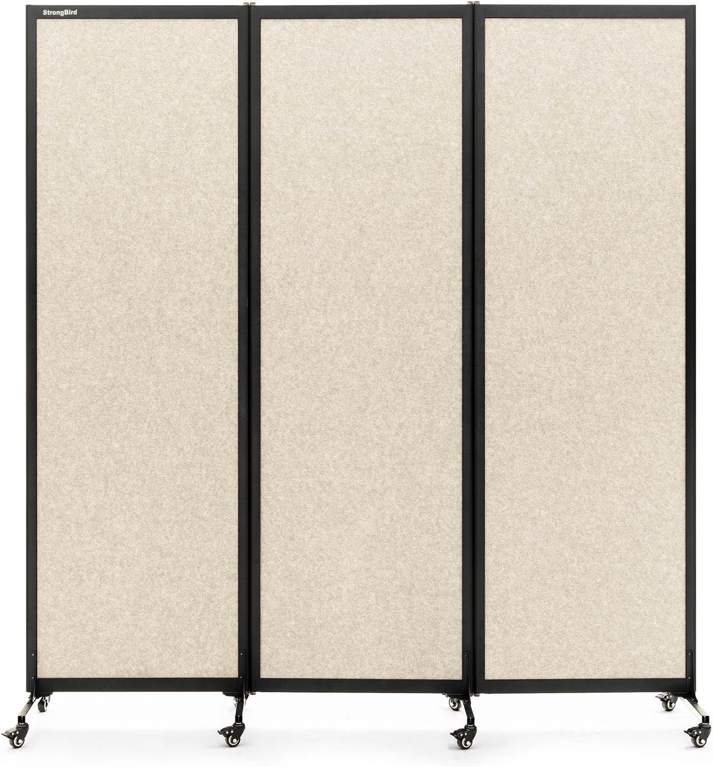 - Upgrade Version Room Partition and Divider, Freestanding Rolling Dividers with Wheels,Office Privacy Screen Divider Wall,Classroom Felt Dividers,6'L* 6'7"H,3 Panel,Beige