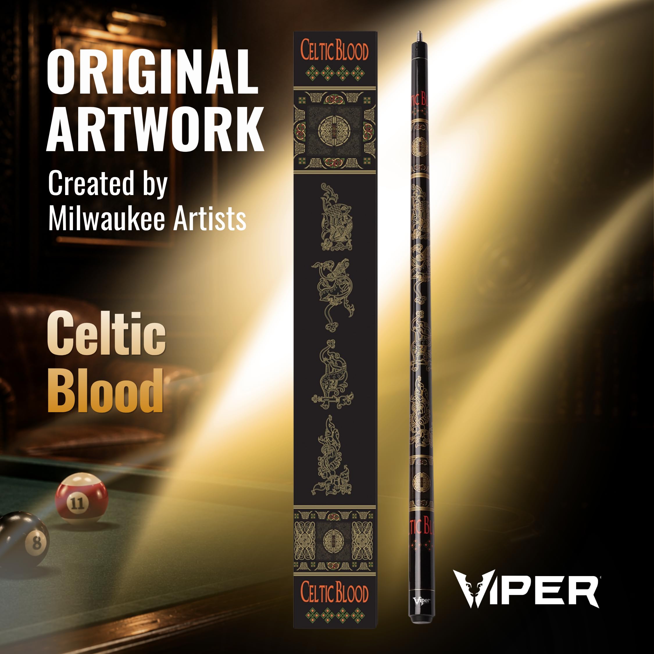 Viper Underground Billardqueue, 147,3 cm, 2-teilig, Keltisches Blut