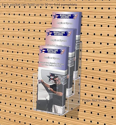 Vista 5 de Marketing Holders Paquete de 10 soportes para folletos para trípticos de 4 pulgadas de ancho y tarjetas de visita de 3.5 x 2 pulgadas, acrílico