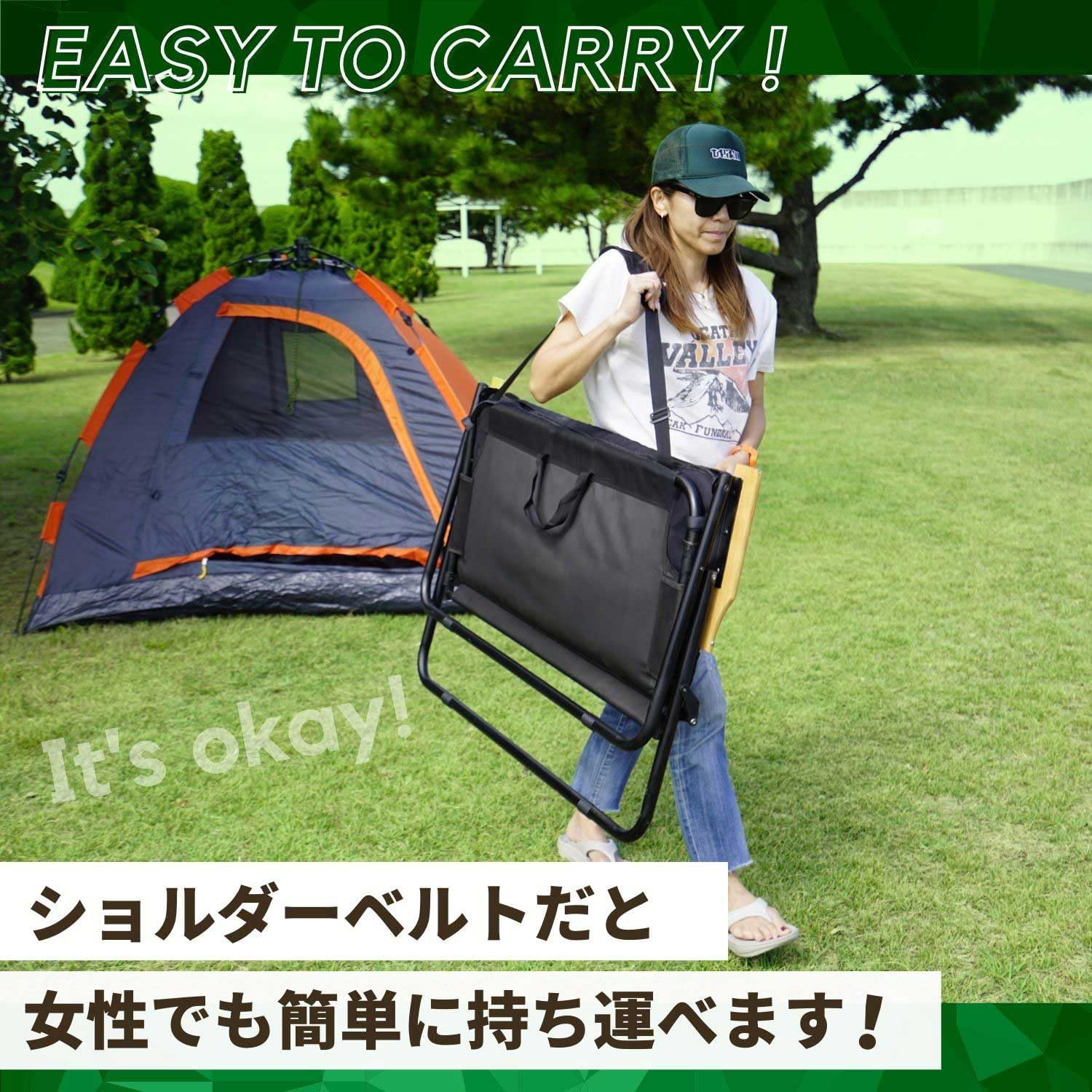 Daliz】折りたたみベンチ 2人掛け クッション付き アウトドアチェア