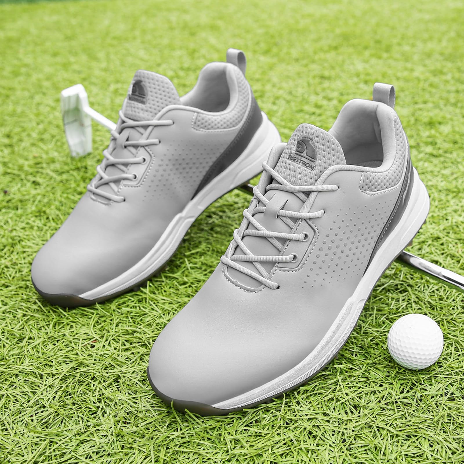Zapatos De Golf para Hombre, Zapatillas De Deporte De Golf Transpirables, Zapatillas De Deporte Clásicas Antideslizantes para Exteriores, Botas De Golf con Sin Clavos