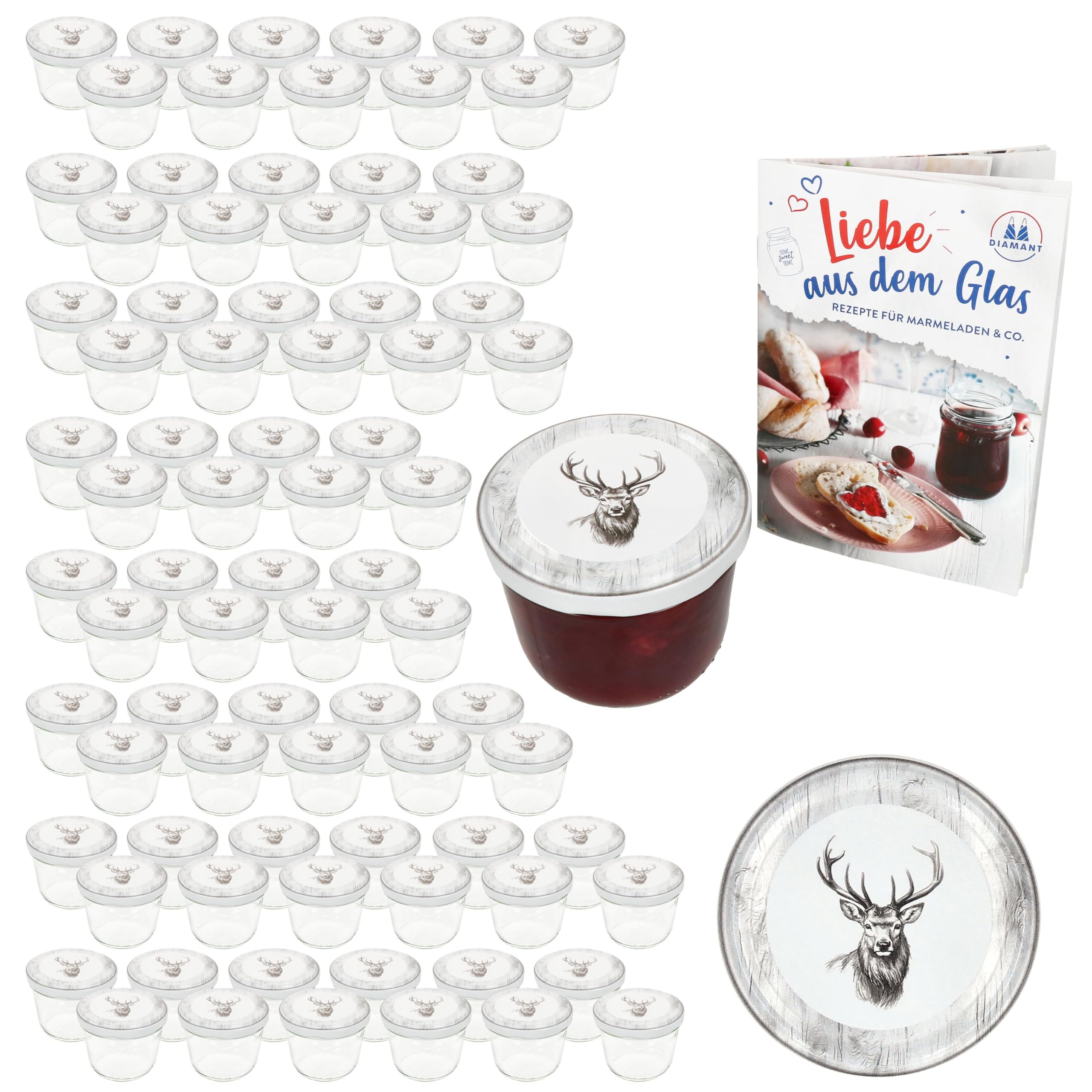 MamboCat 100er Set Sturzglas 230 ml mit Twist-Off-Deckel Alois Hirsch I Einmachgläser + to 82 Deckel + GRATIS Rezeptheft I Vorratsgläser einkochen & konservieren I Weihnachten