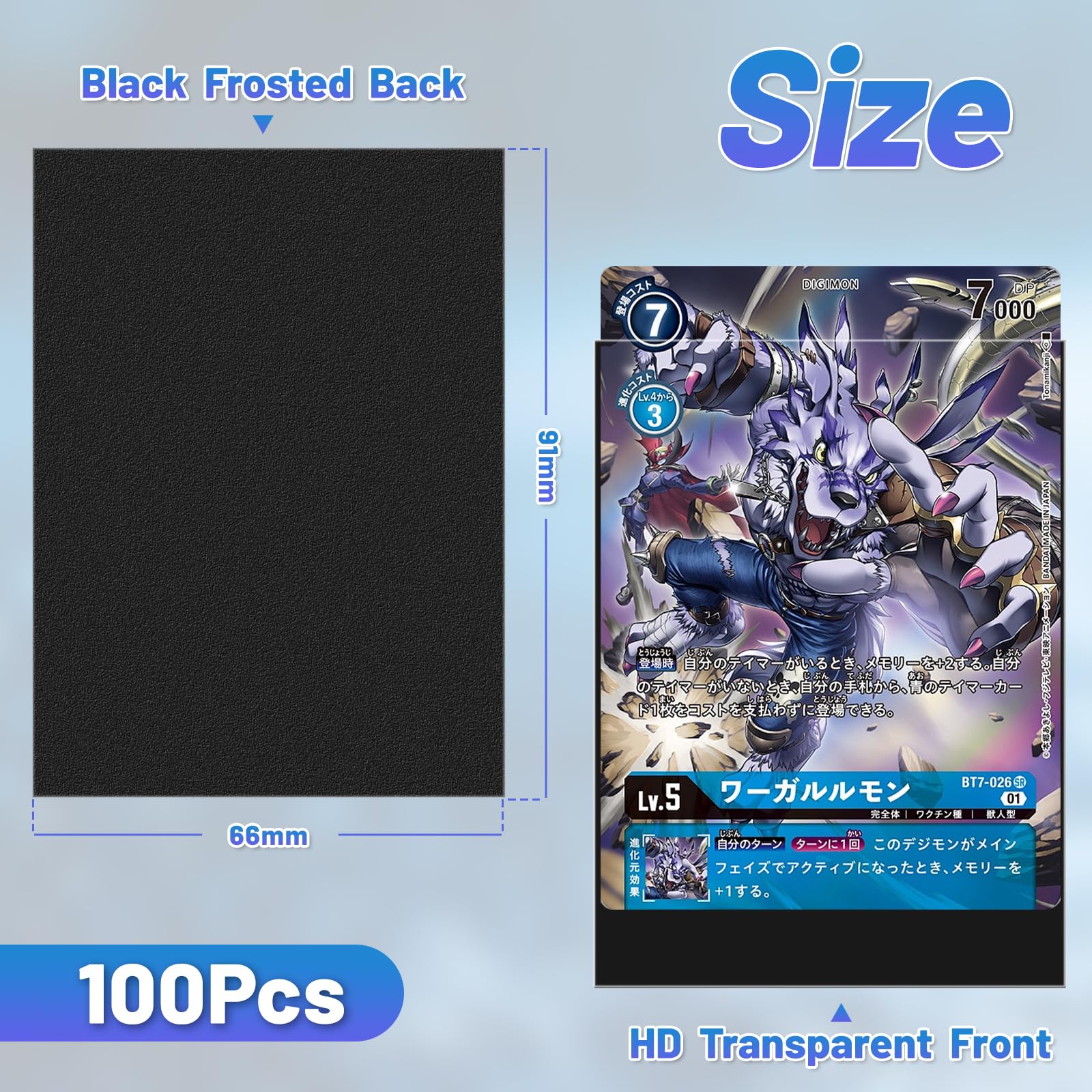 100 bustine protettive per carte, antiscivolo e anti-impronte per Pokémon, fronte trasparente e retro nero satinato, adatte per MTG, TCG, Magic, carte sportive e carte da baseball (66x91 mm)