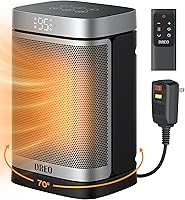 DREO Atom One 1500W PTC Ceramic Space Heater for Bathroom - Safe ALCI Plug, Quiet 70° Oscillation, Remote Control, 41-95°F Thermostat, 12H Timer