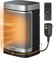 Dreo Aquecedor de ambiente para banheiro e interior, aquecedor portátil, aquecedor de cerâmica PTC seguro e silencioso de 1500W, termostato digital de 5 a 35 °C, oscilação de 70°, remoto, plugue de