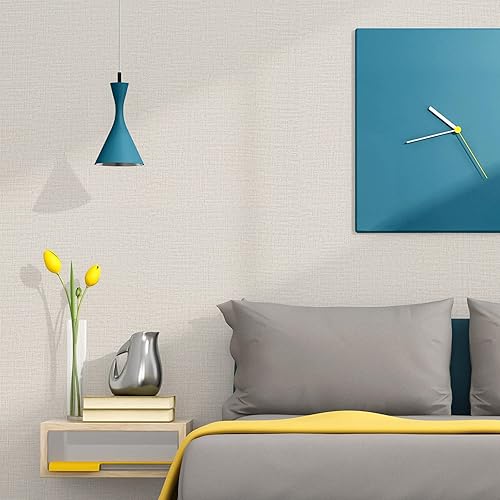 Miniatura 4 de TANONE Papel tapiz de lino de 15.8 x 394 pulgadas, autoadhesivo de PVC, para despegar y pegar, papel tapiz de bricolaje de tela de imitación