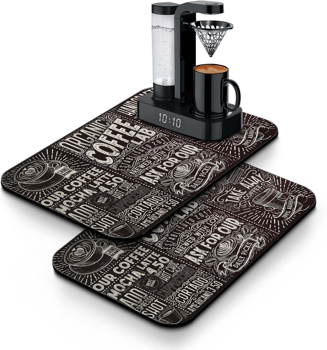 Sianseir 2 Pieces Waterproof Coffee Bar Mat Coffee Dish