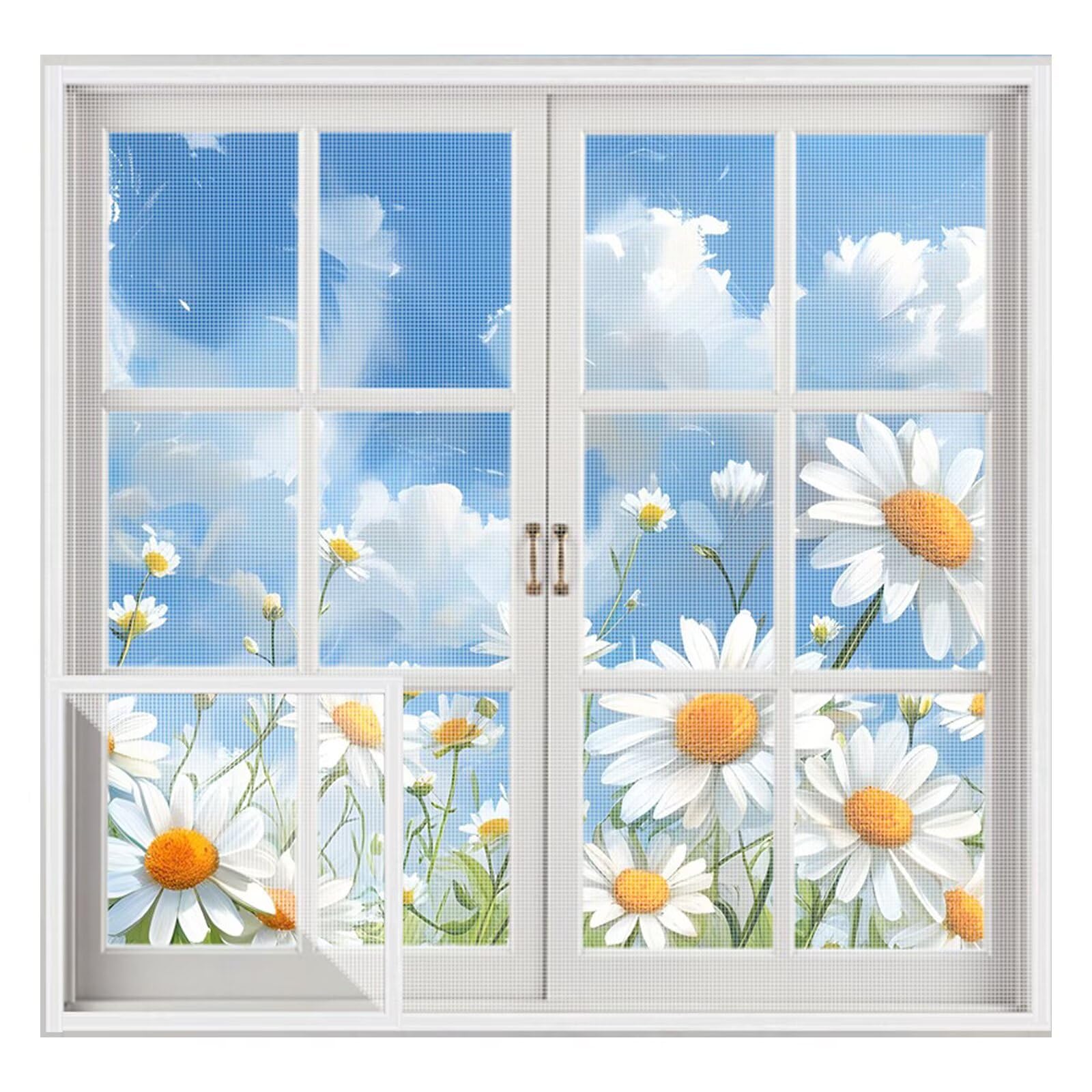 Moustiquaire fenetre porte 105x135 blanc ruban adhesif rideau moustique universel