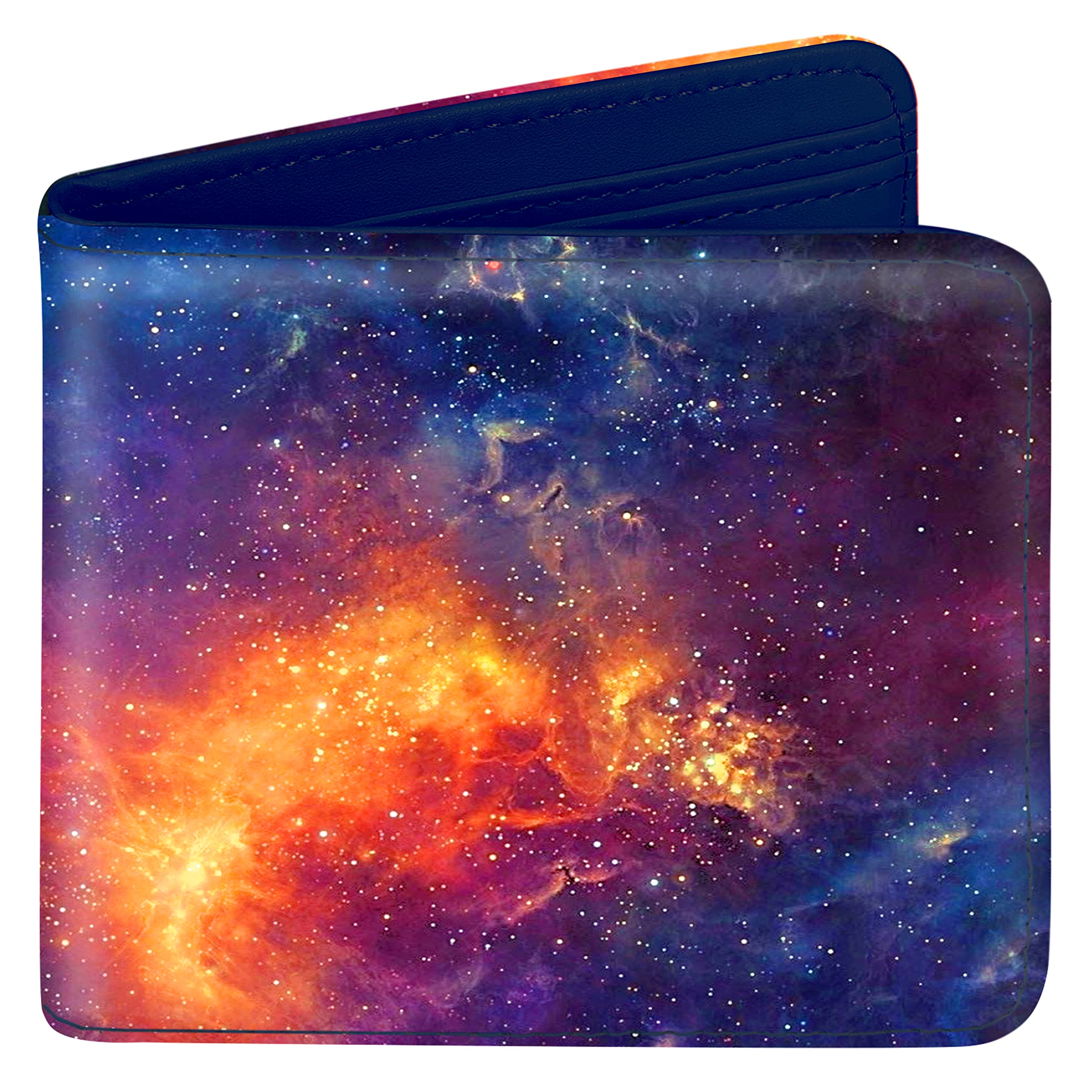 Bistup Teen Boys Cool Wallet Men's Universe Leather Credit Card Cash Holder with Coin Pocket and RFID Blocking Zipper, Black