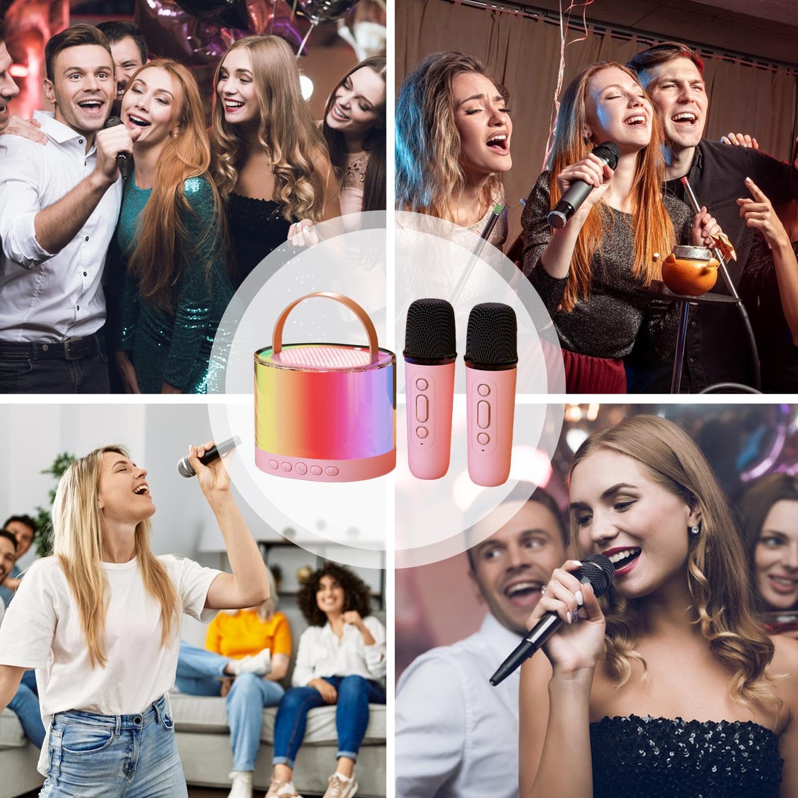 Máquina de karaoke, Máquina de Karaoke Portátil,Pequeño de karaoke con altavoz y micrófono inalámbrico | Equipo de karaoke versátil, altavoz estéreo para fiestas en casa