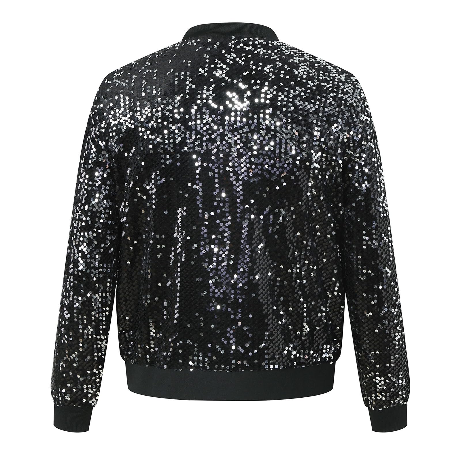 Veste Bomber Paillettes Baseball Homme 70 discothèque fête des années Brillant Pilote Sequins métallisées années Baseball Carnaval Costume homme Blazer paillettes Coupe ajustée Noir doré carnaval