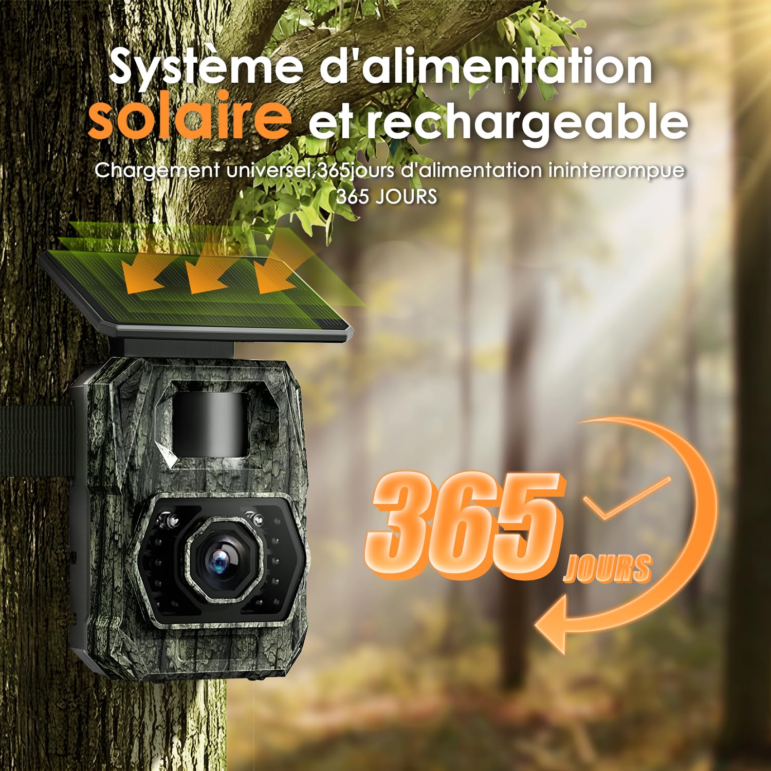 MAXDONE Caméra de Chasse Solaire Wi-FI - 48MP Camera de Chasse Connectée Telephone avec 5200mAh Batterie Rechargeable Camera Infrarouge Vision Nocturne Exterieur Animaux, Etanche IP66