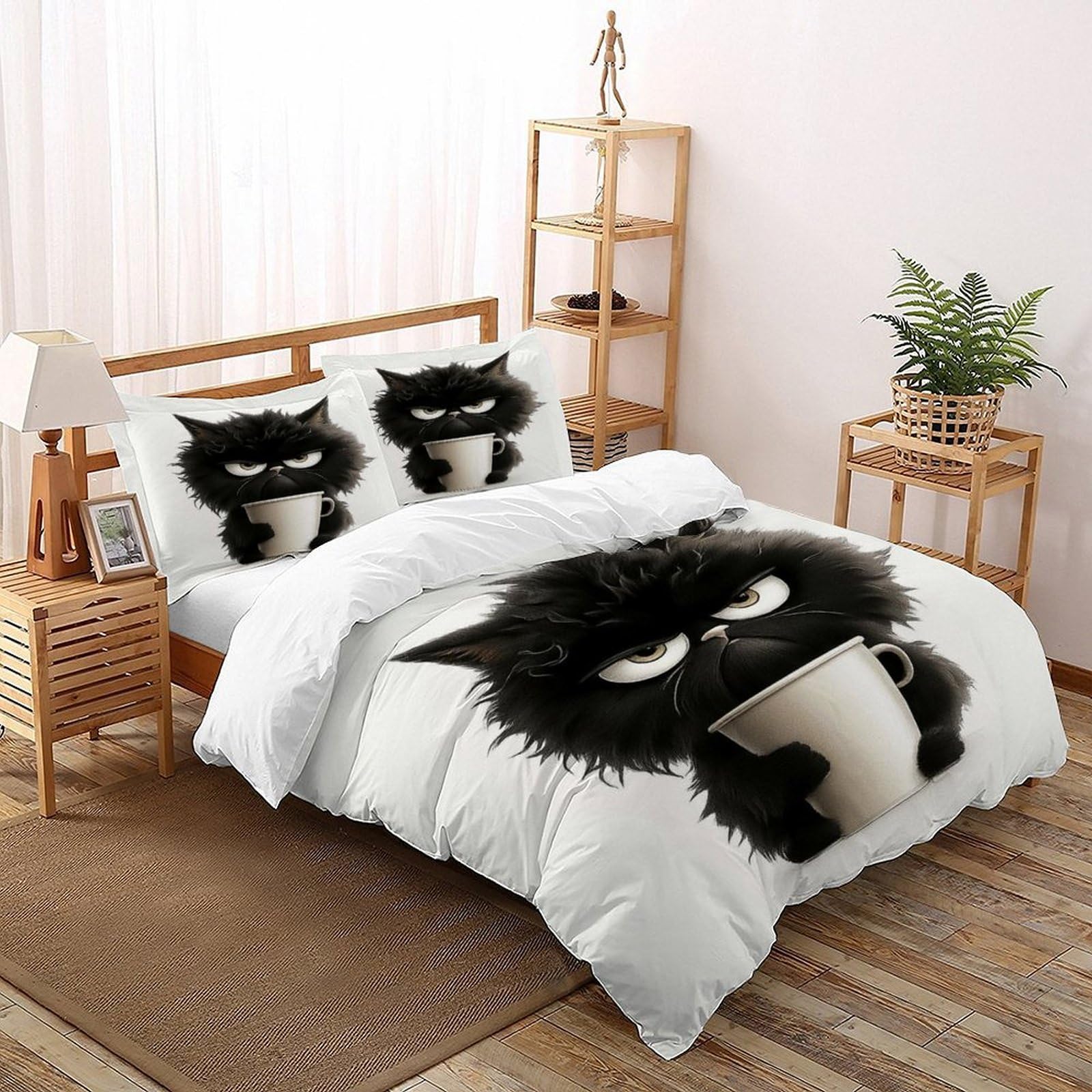 Housse de couette chat super king 260x220 parure lit microfibre