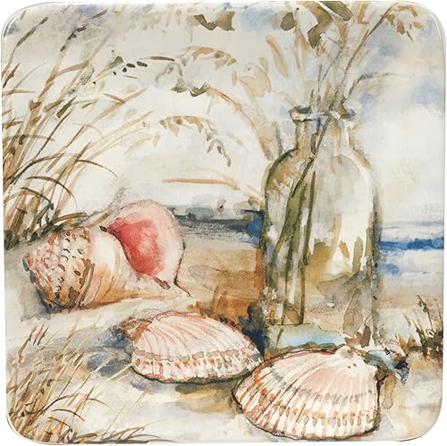 Miniatura 4 de Certified International Coastal Landscape - Platos para canapéalmuerzoaperitivo de 6 pulgadas, diseños surtidos, multicolor, mediano, juego de 4