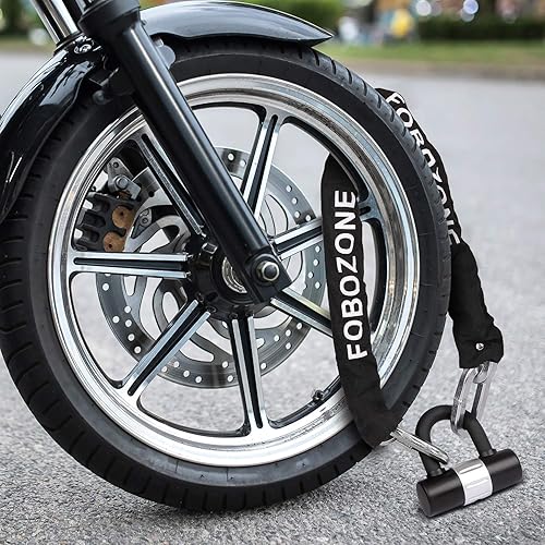 Miniatura 7 de Cerradura de cadena resistente, con bloqueo en U, cadena 47.2 in de largo x 0.472 in de diámetro, hecho de acero al manganeso, no corrosivo,