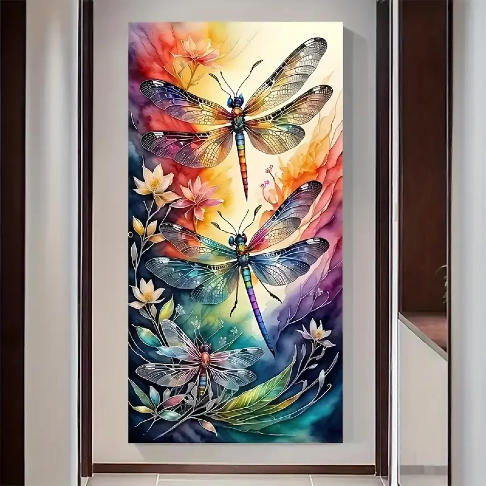 Tableau libellule colorée pour décoration de chambre et bureau - 8