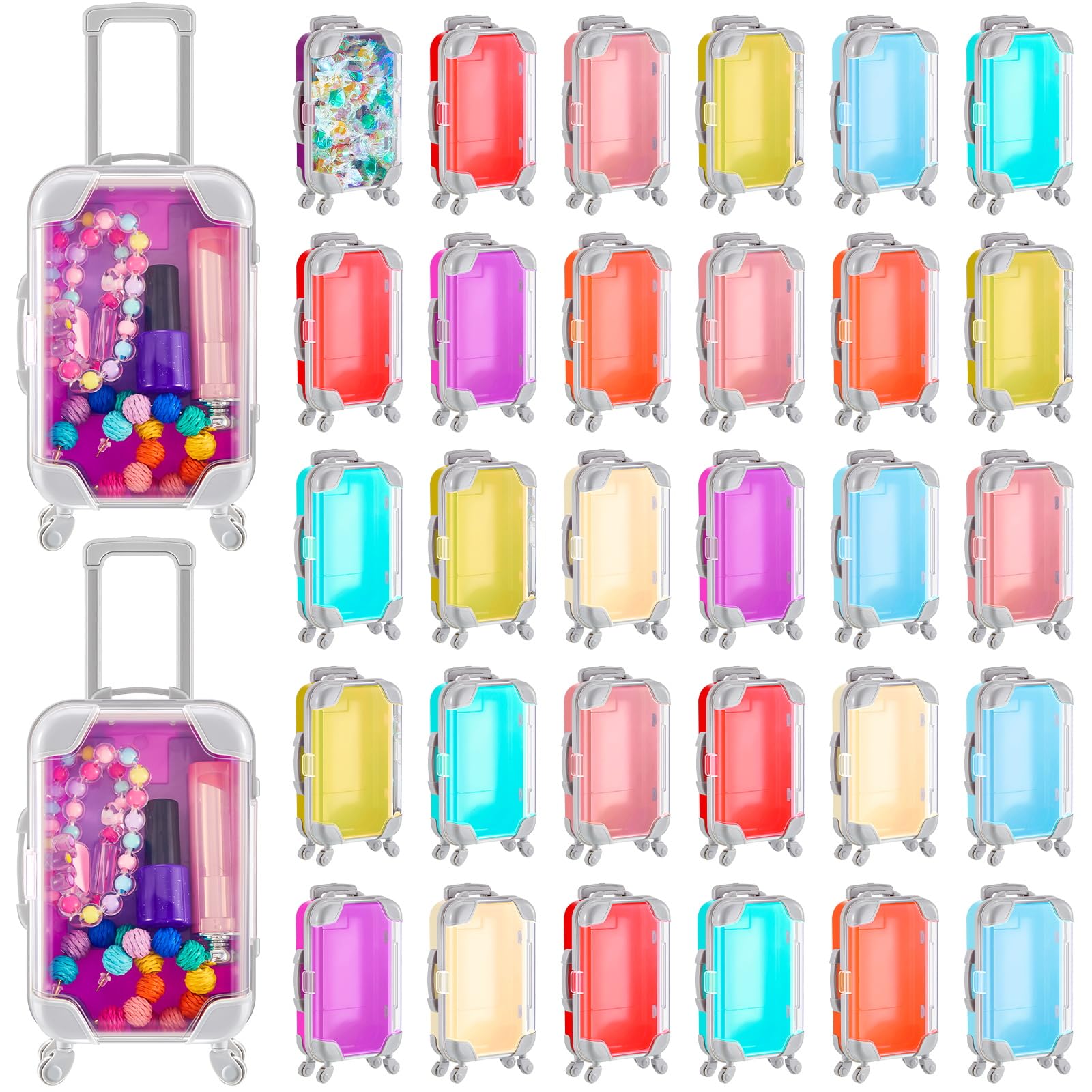 30 Pcs False Eyelashes Packaging Box Plastic Mini Suitcase Favor