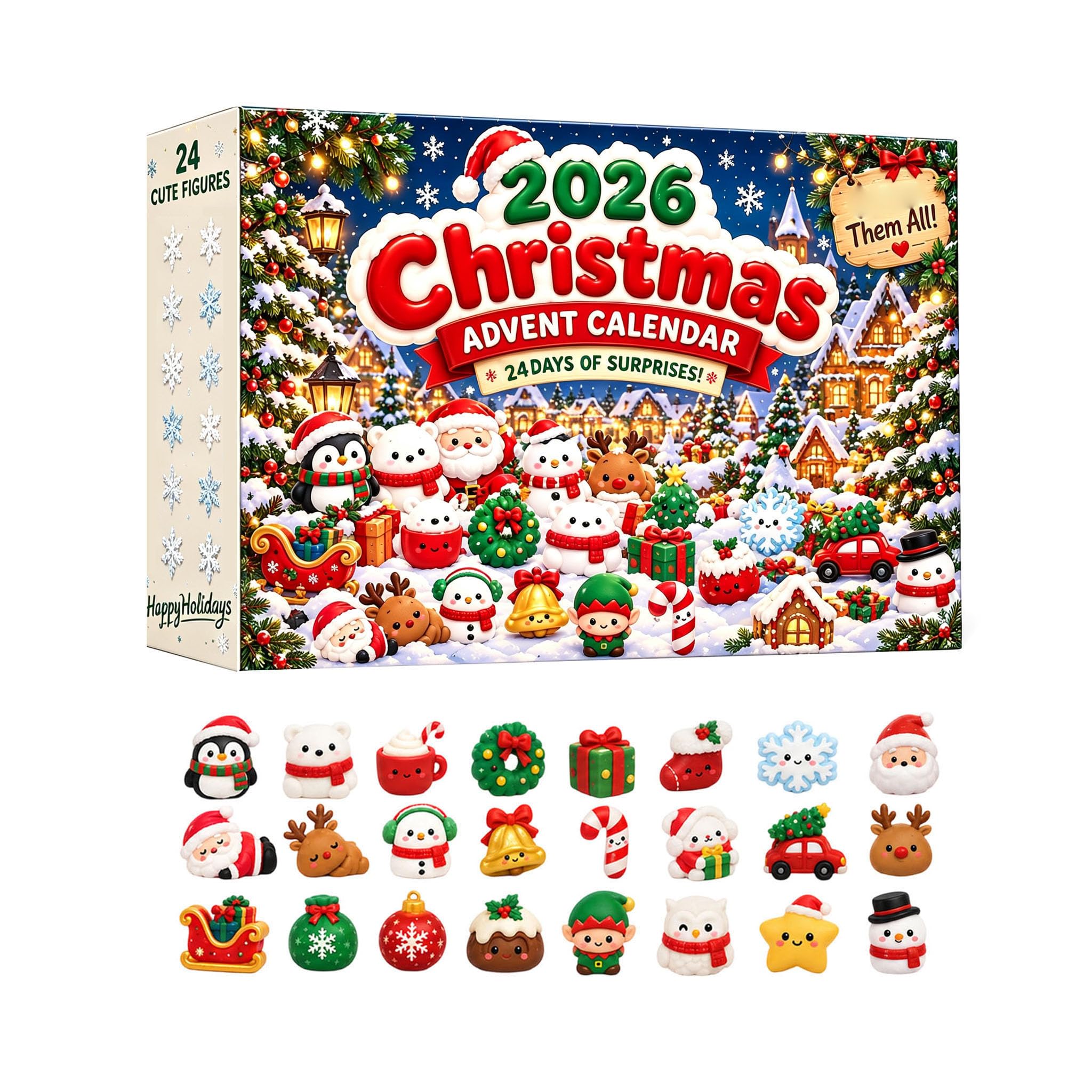 Squishy Advent Calendar 2026 Christmas Countdown Toy Mystery Gift Set,J