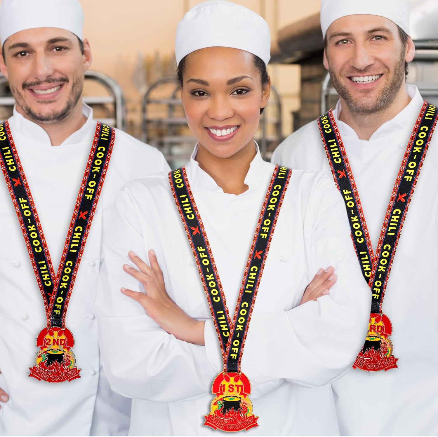 Therwen 3 Packs Chili Cook Off Trophy Medals 1st Place Gold, 2nd Place Silver, 3rd Place Bronze Positions Chili Cook Off Prizes with Neck Ribbons for Award Ceremony - Image 5