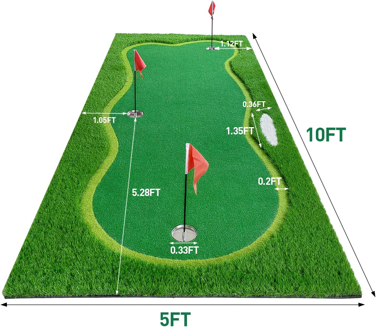 Golf Putting Green 5 x 12ft/5 x 10ft Outdoor Large Practice Putting Green Professional Golf Putting Mat