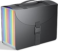 Vista 8 de Organizadores de archivos con asa, organizador de archivos de acordeón de 25 bolsillos, carpeta de archivos expandible portátil para recibos