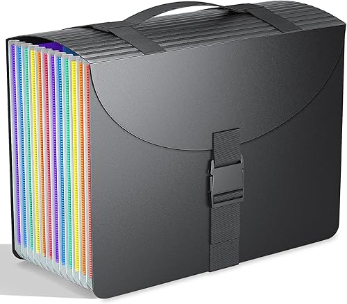 Miniatura 8 de Organizadores de archivos con asa, carpeta de archivos expandible portátil, organizador de archivos de acordeón de 25 bolsillos para recibos,