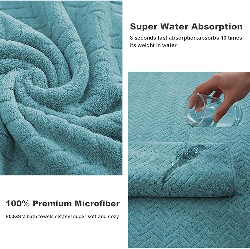 Miniatura 2 de Ferdilan Juego de 8 toallas de baño, 2 toallas de baño extragrandes, 2 toallas de mano y 4 toallas pequeñas, toallas ultrasuaves y absorbentes,