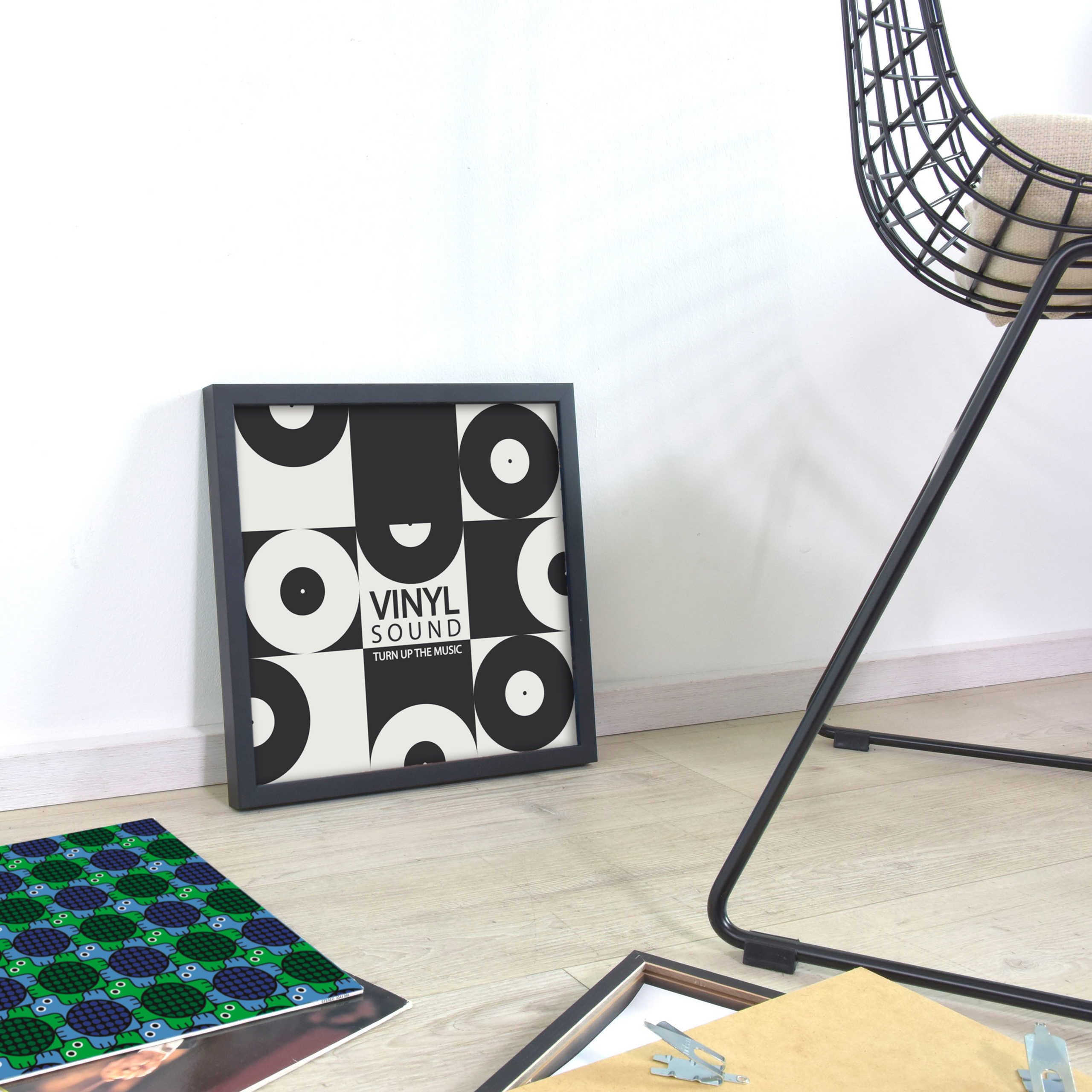 nielsen Schallplatten Rahmen, 31,4 x 31,6 cm (3er Set), Holz, Schwarz, Vinyl Rahmen zum Aufhängen im Hoch- & Querformat, bruchsicheres Kunstglas, Vinyl Holz