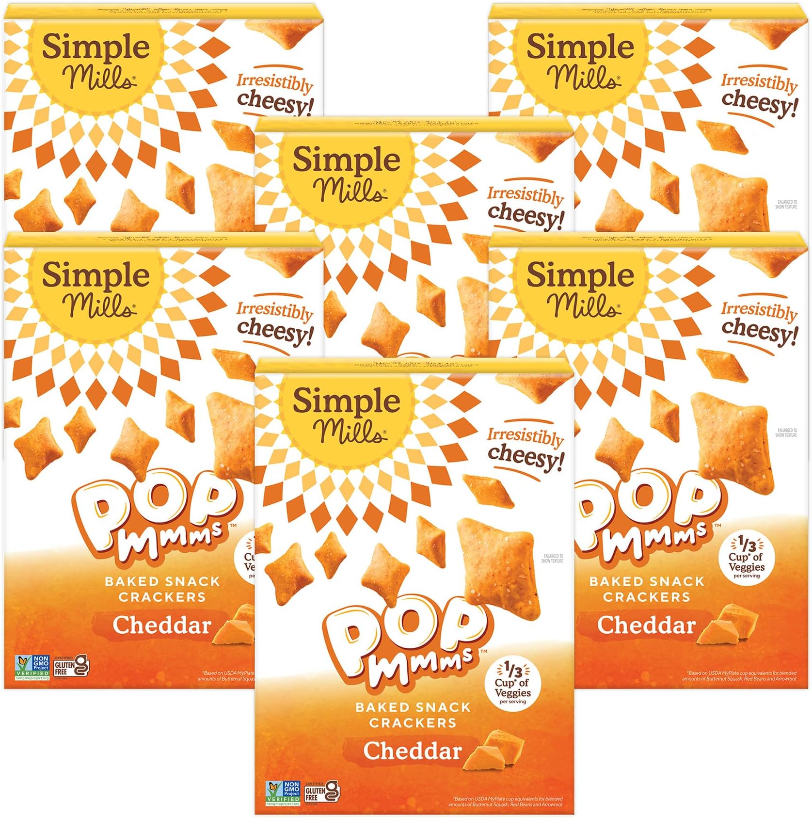 - Pop Mmms Cheddar Veggie Flour Baked Snack Crackers, Gluten Free, 4 Ounce (Pack of 6)