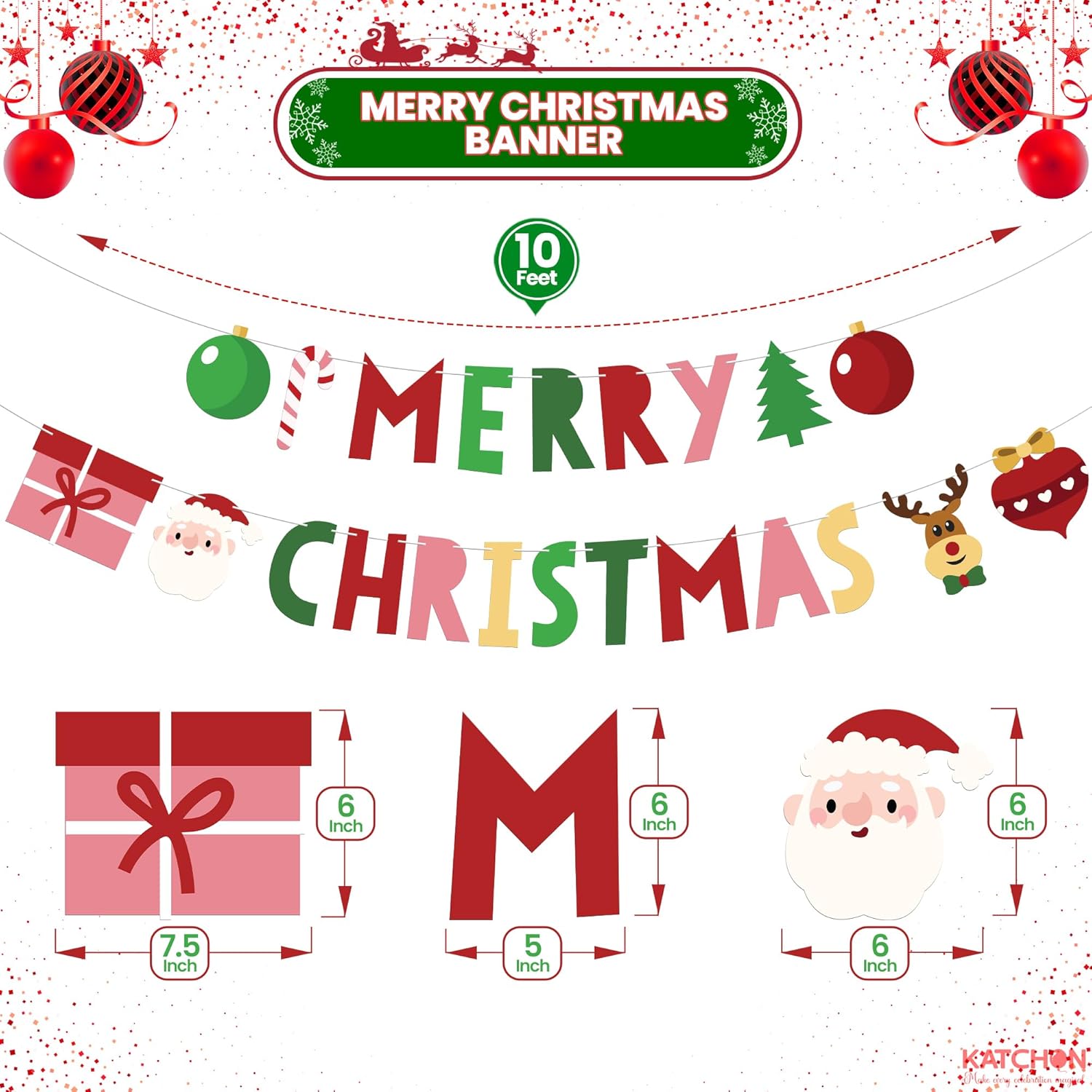 KatchOn, Pack of, Colorful Merry Christmas Banner | Merry Christmas Decorations Outdoor, Indoor with Happy New Year Banner | Hello 2026 Banner for New Years Decorations 2026