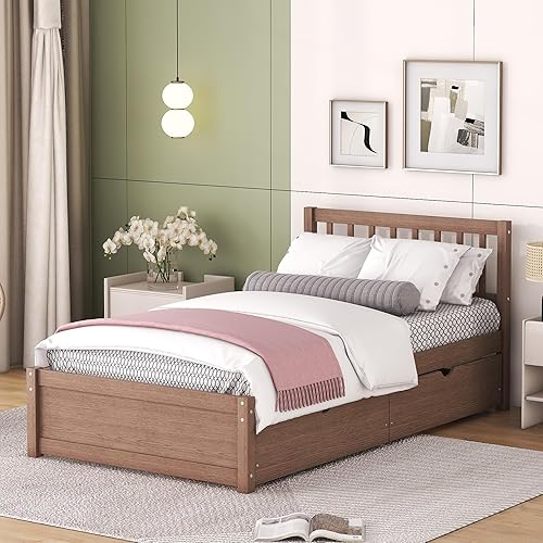 Miniatura 25 de HomSof Marco de cama flotante de tamaño individual de diseño moderno, nogal Nuez,Blanco,https://www.amazon.com/dp/undefined