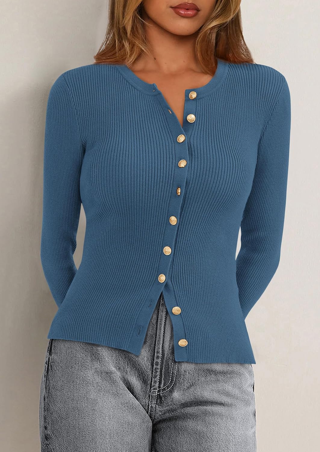 PRETTYGARDEN Womens 2026 Fall Cardigan Sweaters Lightweight Long Sleeve Button up Ribbed Knit Tops Winter Fashion Clothes - Image 4