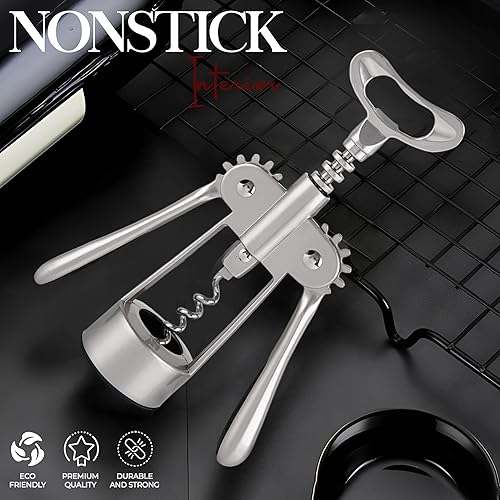 Miniatura 5 de Alpine Cuisine Sacacorchos de aleación de zinc resistente de 7 pulgadas con mango ergonómico antideslizante, sacacorchos para botellas de vino,