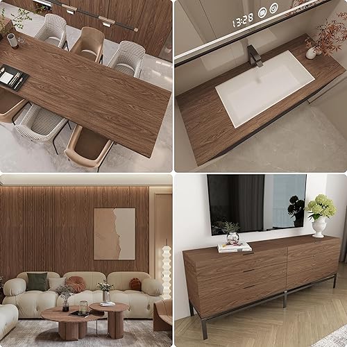 Miniatura 6 de Papel de contacto de grano de madera de nogal para encimeras de armarios de 16 x 78 pulgadas, papel tapiz de madera para despegar y pegar,