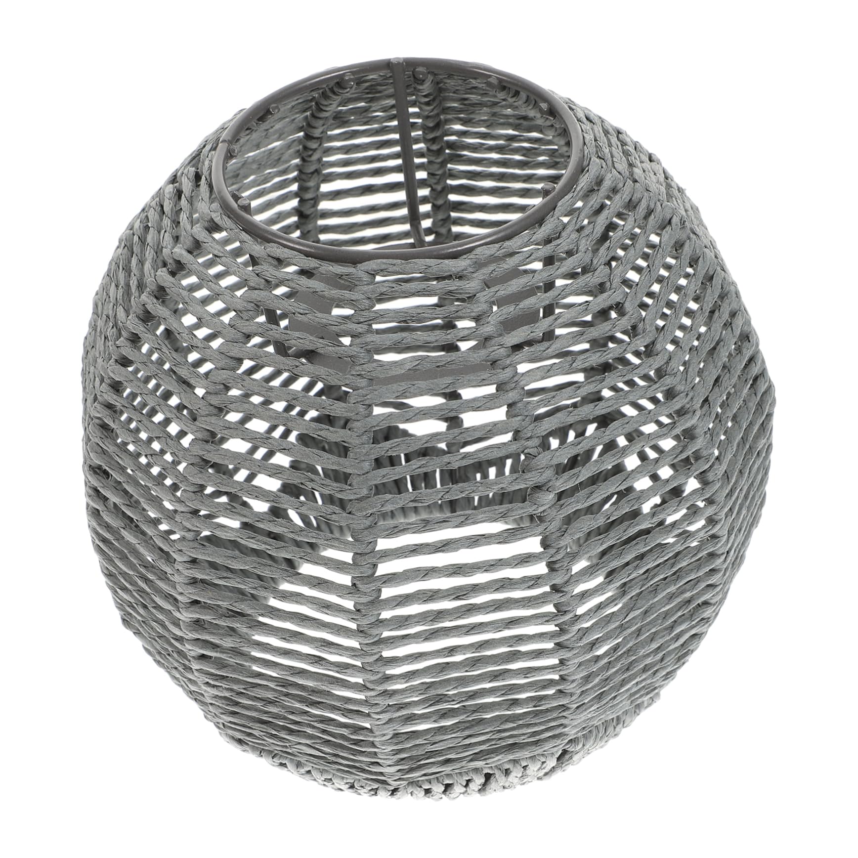 BAZEITFLOW Woven Lamp Shade Ceiling Light Cover for Chandelier Softens Bright Light Decorative Hanging Lampshade for Home Hotel Office and Restaurant Use Gray Weaving Design