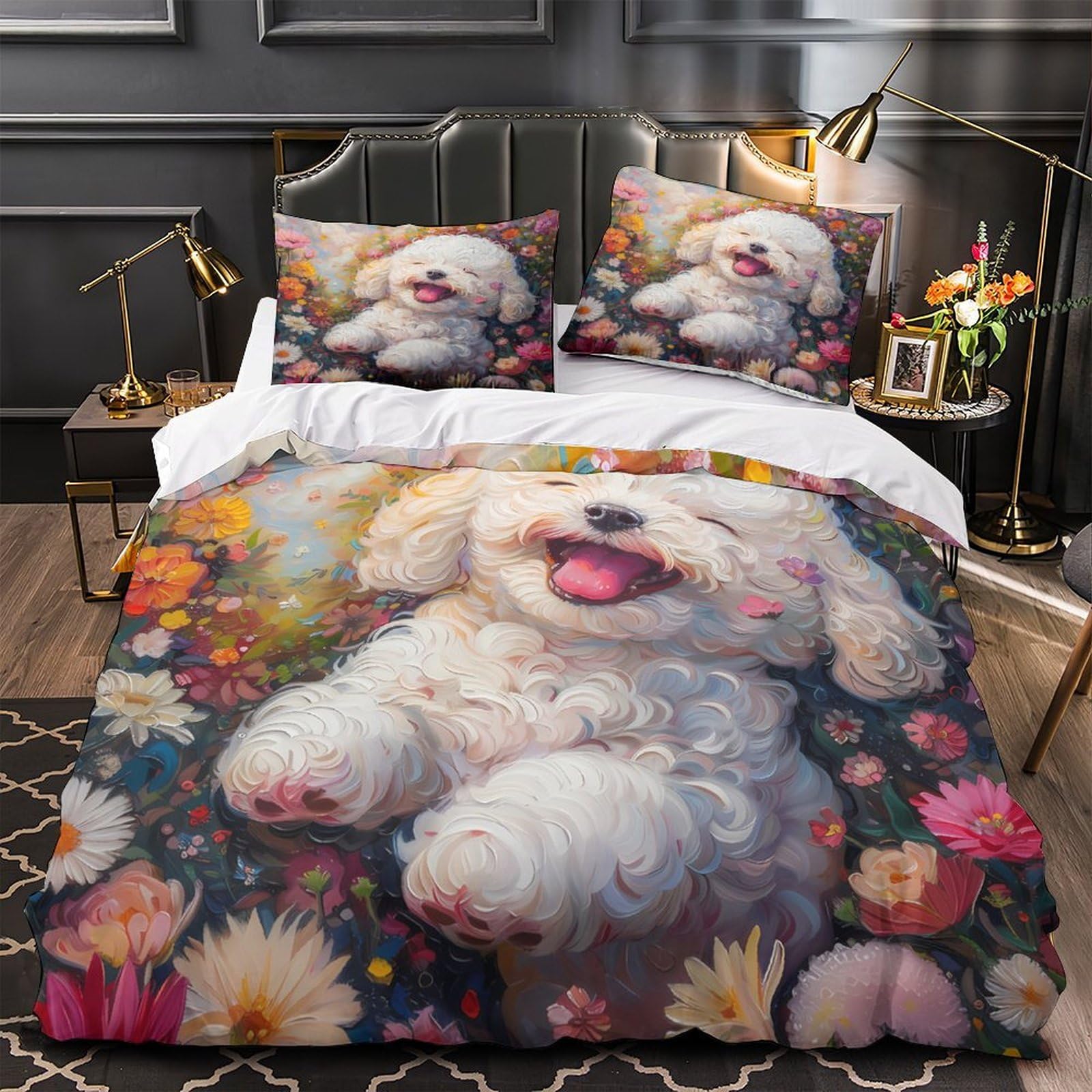 Housse de couette chiot blanc hypoallergénique pour stopper les allergies nocturnes en parure