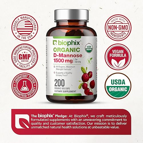 Miniatura 7 de biophix D-manosa USDA Orgánica 500 mg 200 Cápsulas Vegetales