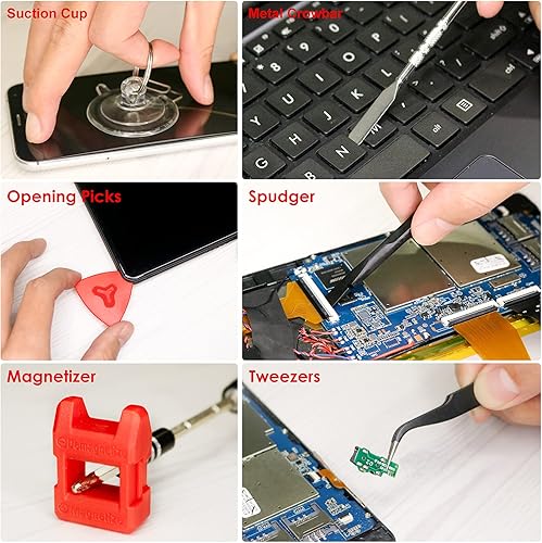 Miniatura 3 de STREBITO Juego de destornilladores de precisión de 142 piezas + correa de muñeca antiestática, kit de herramientas de reparación electrónica para