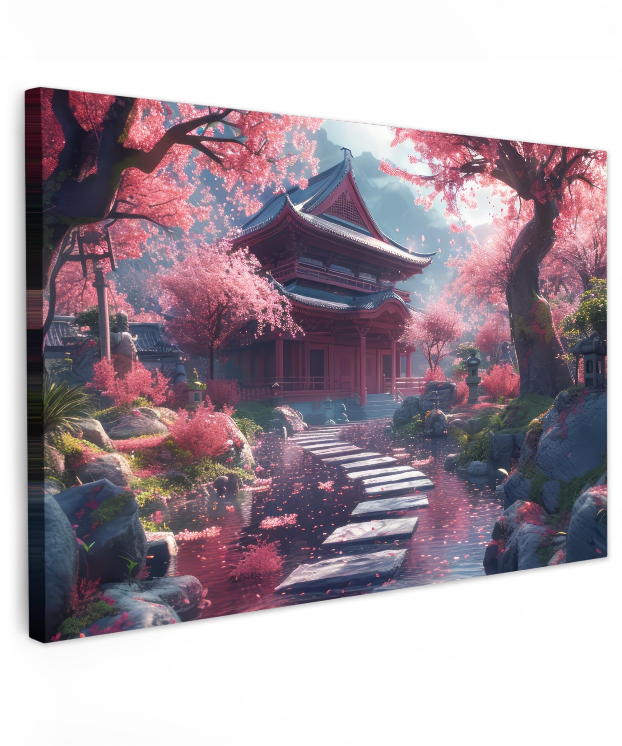 MuchoWow© Quadro su Tela Stampe da Parete Quadri Cucina Camera da Letto | 120x80 cm - Dipinto Arredamento Casa Giardino giapponese - Fiori di ciliegio - Alberi di sakura - Giappone