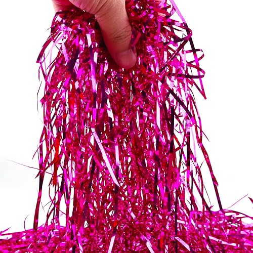 Vista 21 de Lainrrew Relleno de plástico y papel azul iridiscente brillante de 3.53 oz, trituradores y hebras de hierba triturada, confeti arrugado, papel