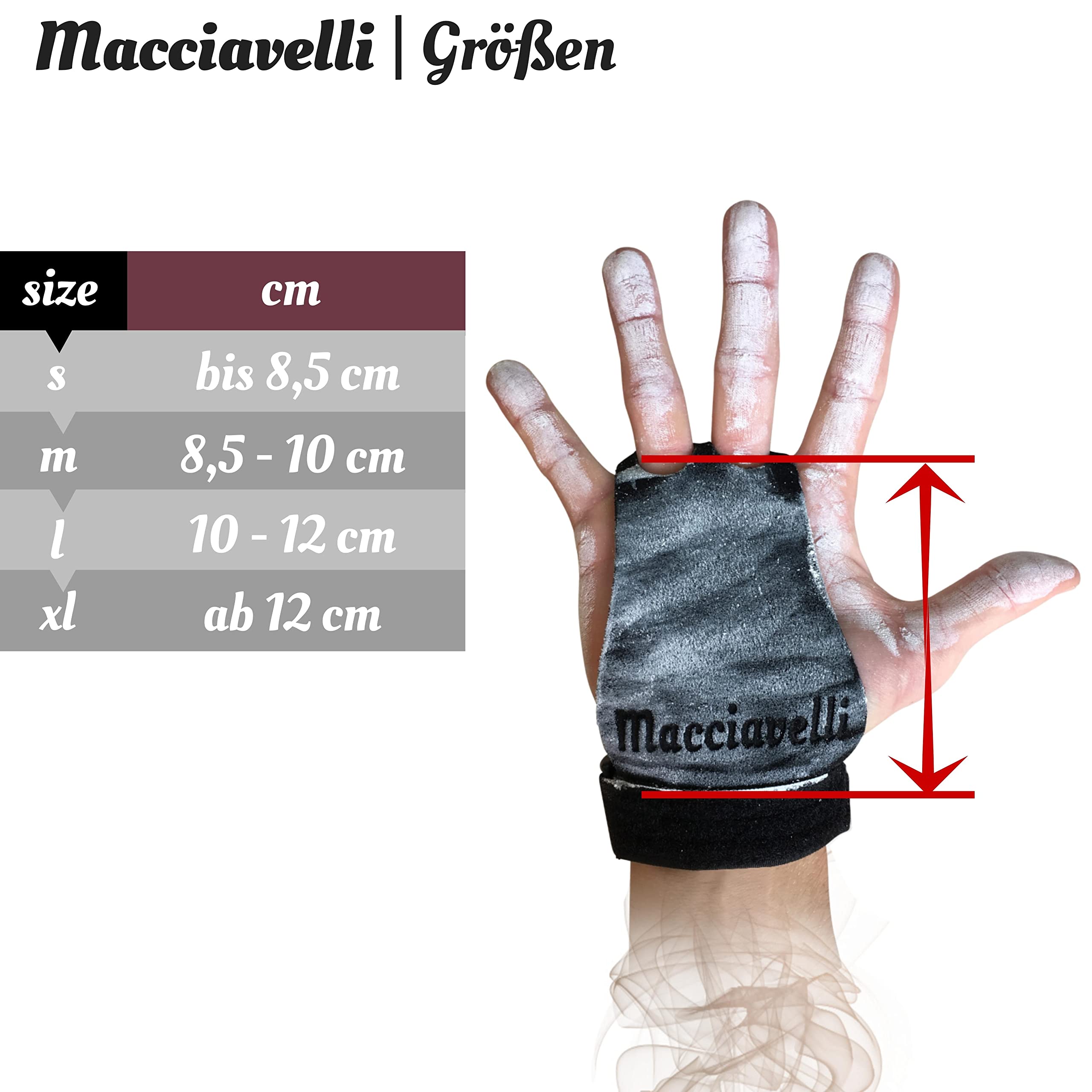 MACCIAVELLI Pull Up Grips, Hand Grips für Calisthenics, Cross Training, Gymnastik, Turnen - Alternative für Trainingshandschuhe, Fitness Handschuhe