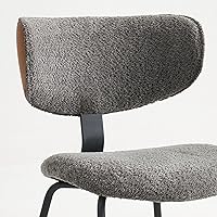 Vista 4 de Modern Boucle - Juego de 2 sillas de comedor de piel sintética, respaldo curvado, sillas de comedor tapizadas con patas de metal, color negro