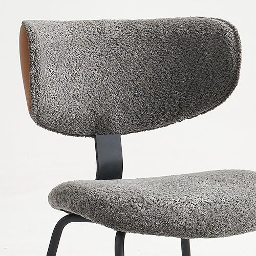 Miniatura 4 de GrandNoor Modern Boucle - Juego de 2 sillas de comedor de piel sintética, respaldo curvado, sillas de comedor tapizadas con patas de metal, color