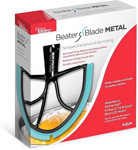 Vista 6 de New Metro Design Cuchilla de repuesto de paleta batidora, se adapta a mezcladores de soporte de elevación de tazón de 5 cuartos de galón, aguamarina