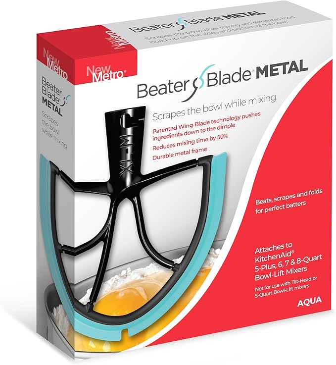 New Metro Design Beater Blade, Fits 5-Plus, 6, 7 & 8-Qt Bowl-Lift stand mixers, Aqua