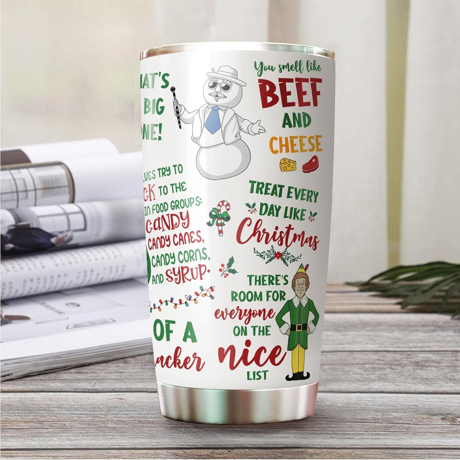 Christmas Elf Tumbler - Elf Coffee Mug - Christmas Movie Coffee Cup - Gifts For Friend, Coworker or Birthday - Image 4